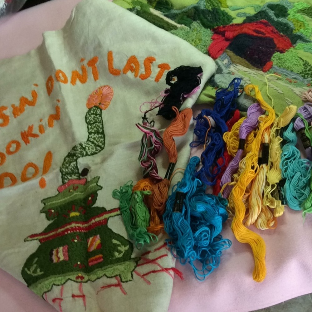 FINAL SALE PRICE 2 Unfinished Projects + EmbroideryThread